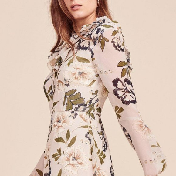 NWT BB Dakota Chiffon Printed Long Sleeve Romper. Antique floral printed chiffon - Picture 4 of 8